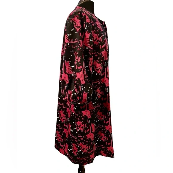 SALE! CAT COAT 🐈‍⬛ Miss Lulo Whimsical Feline Print Duster Cardigan Jacket L - Picture 3 of 6